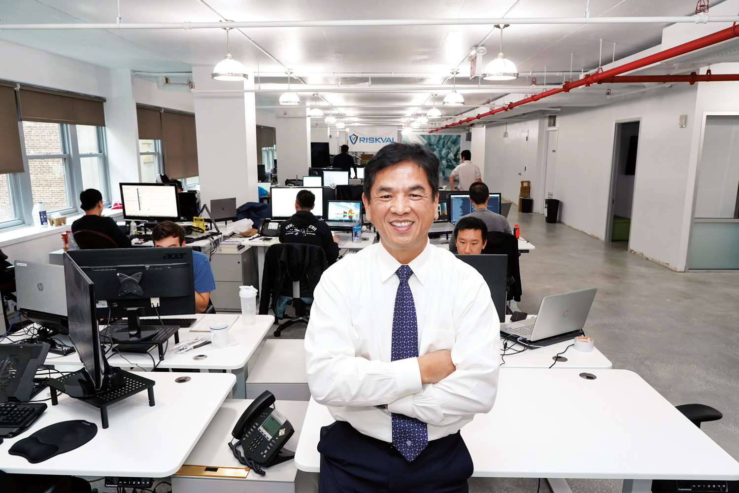 Jordan Hu at the RiskVal New York office in 2019.