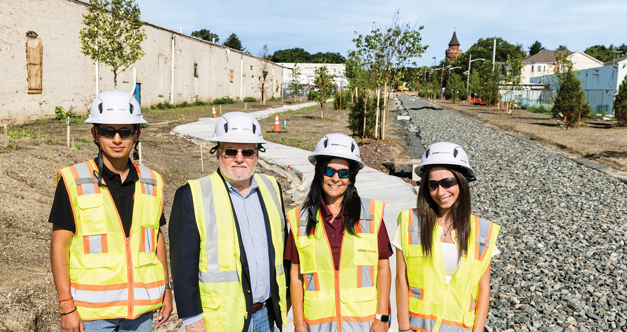 4 workers at a construction site