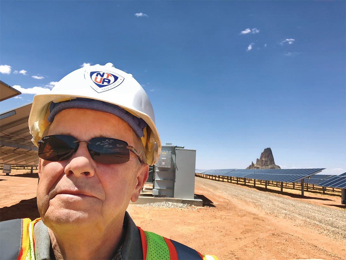 NJIT Alum Glenn Steiger at a solar panel field on Navajo tribal lands.