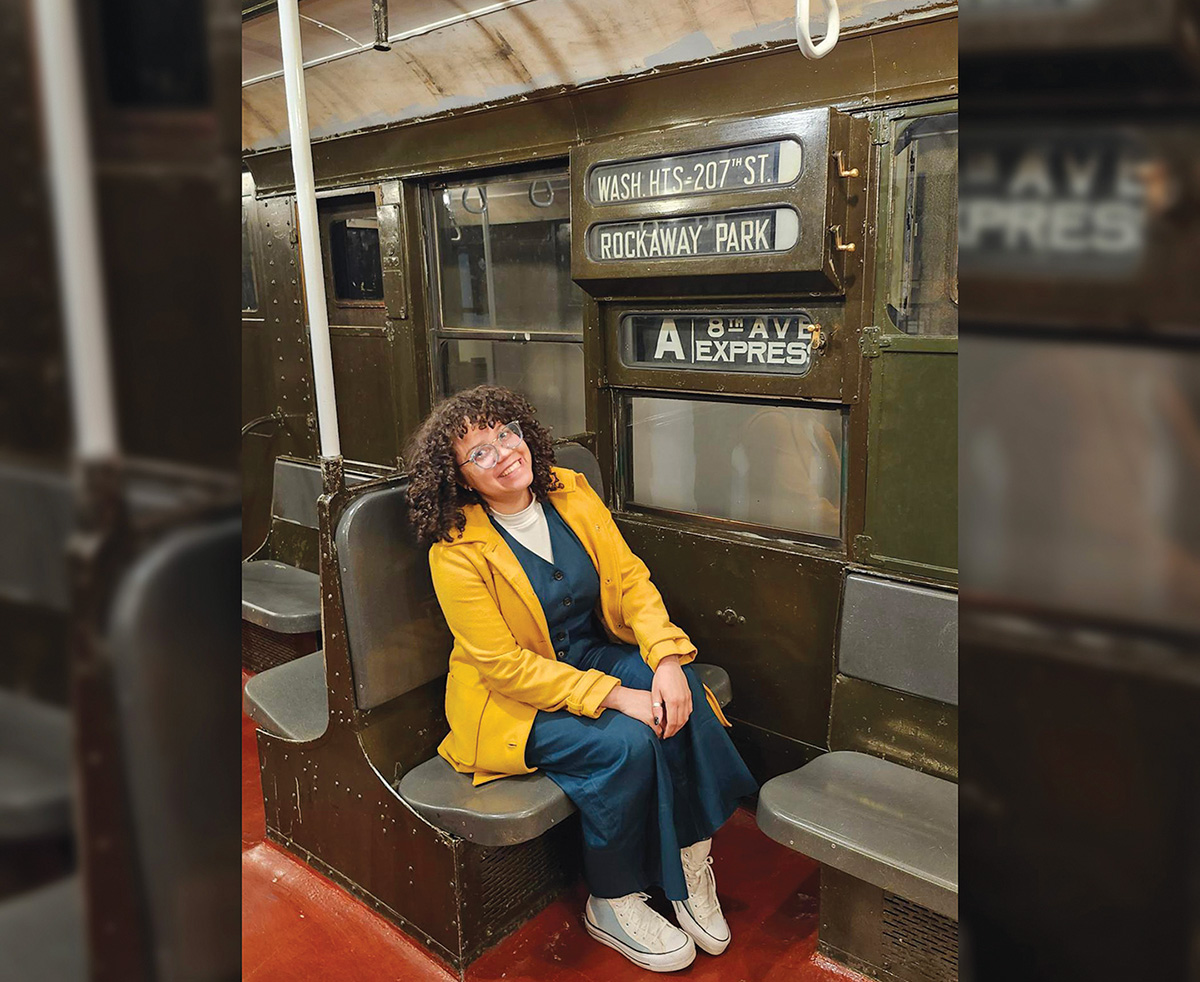 NJIT alumni sitting in a NYC subway car
