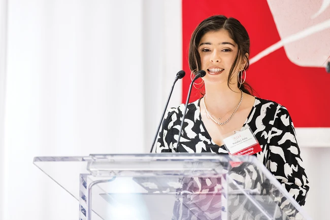 woman at podium